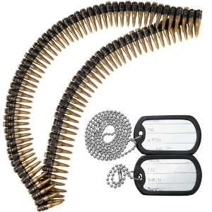 Costume Accessories Props with Fake Bullet Army Belt, Dog Tag