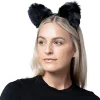 Girls Pink Long Fur Cat Ears Headband