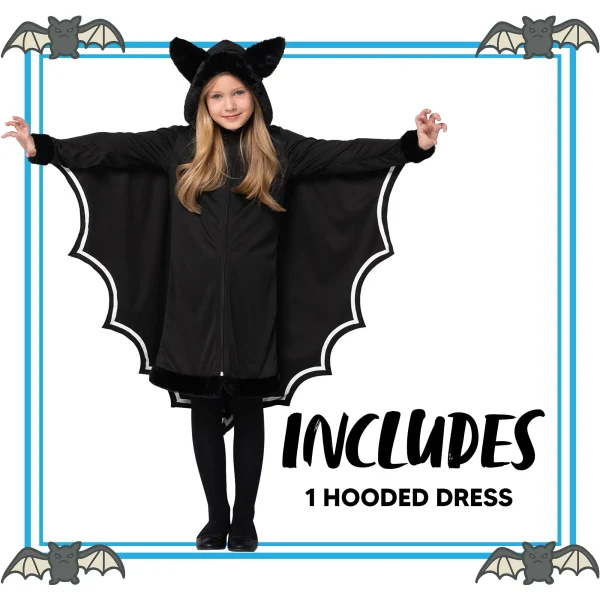 Girls Black and Silver Bat Wings Costume