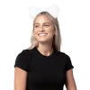 Girls White Long Fur Cat Ears Headband