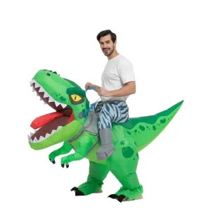 Green Tyrannosaurus ride on inflatable costume adult