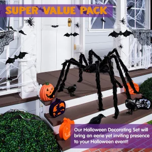Halloween Decorating Set with Bat Stickers, Spider & Crows