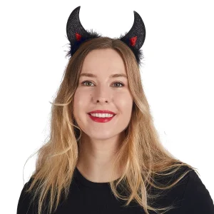 Halloween Theme Devil Horns Headband Black