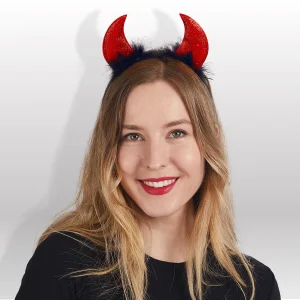 Halloween Theme Devil Horns Headband Red