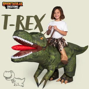 Kid Green Digital Printing T-Rex Inflatable Ride-on Costume