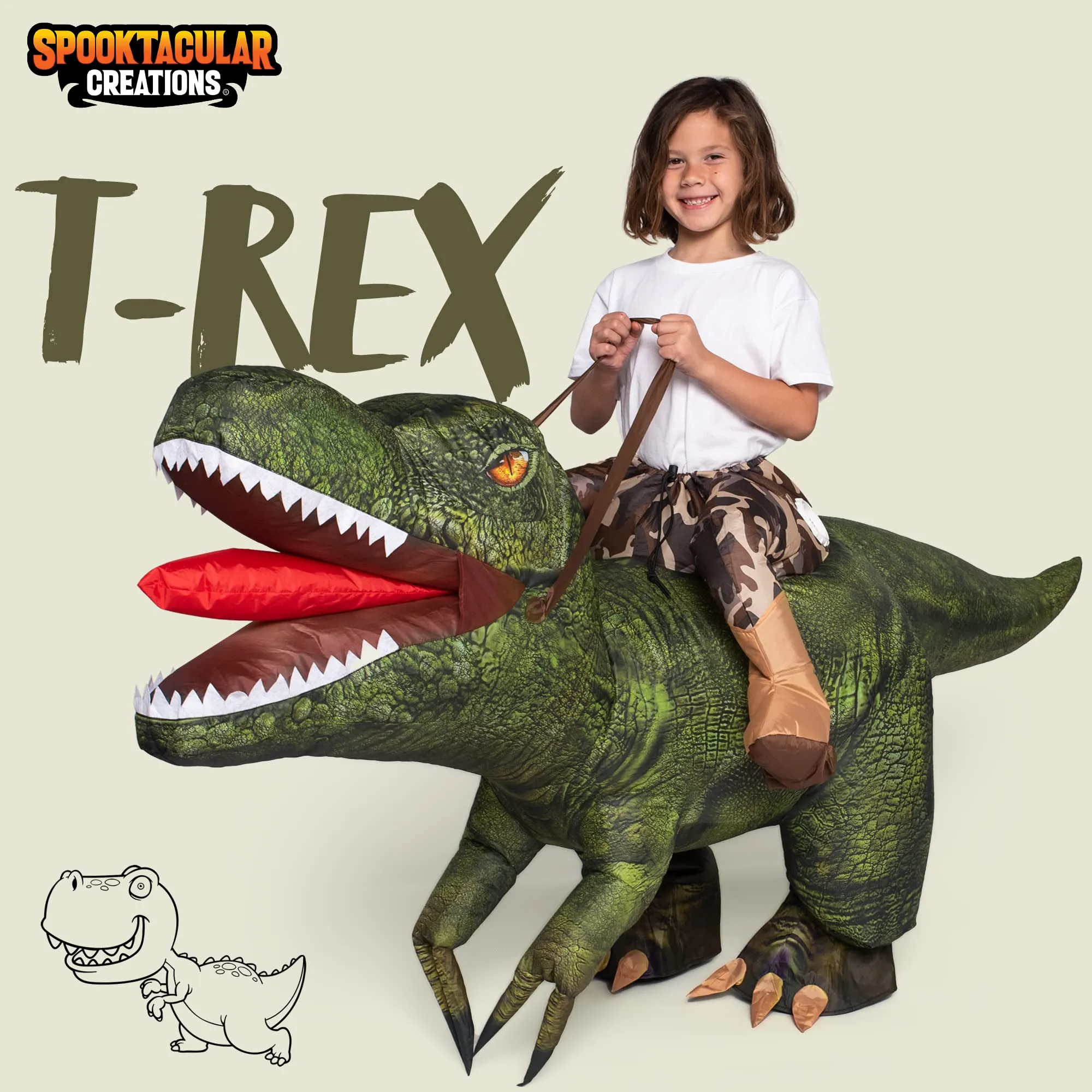 Kids t rex inflatable costume