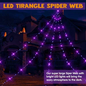 Halloween LED Triangular Spider Web 15.7×19.7Ft