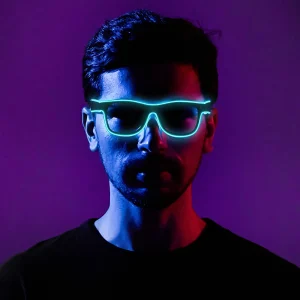 Neon Blue Rave Glasses LED Sunglasses