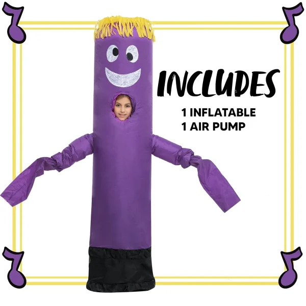 Kids Inflatable Purple Wacky Wavy Arm Guy Costume -M