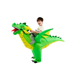 Ride-on green cool dragon inflatable costume kid