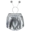 Women Metallic Shorts - Silver