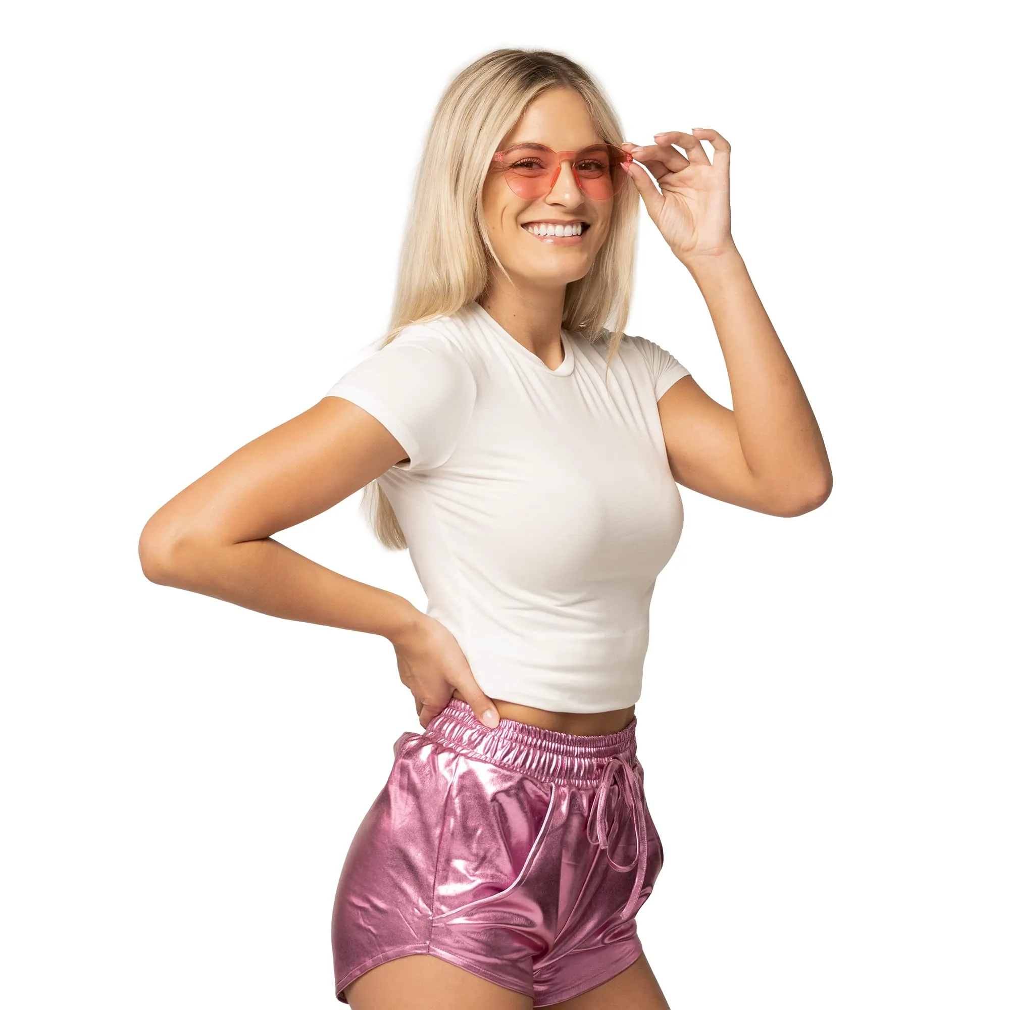 womens pink shorts outfit