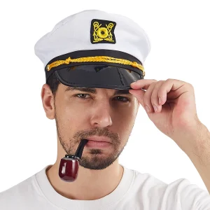 Yacht Captain Hat Costume Accessories Set with pipe