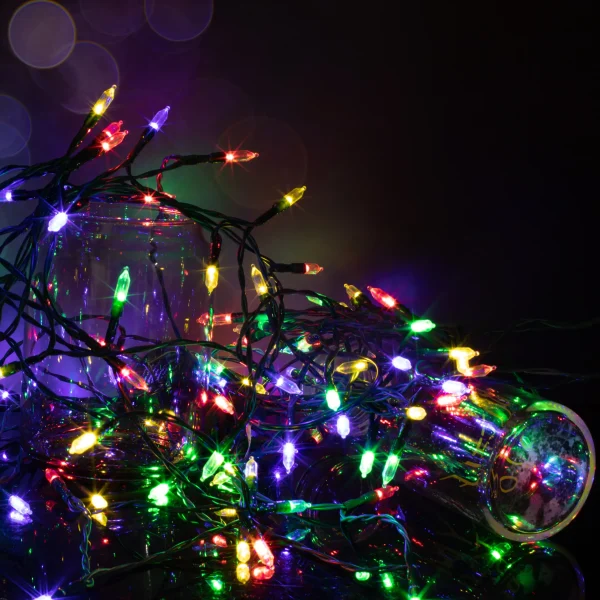 100 LED Multicolor Green Wire String Lights 34ft