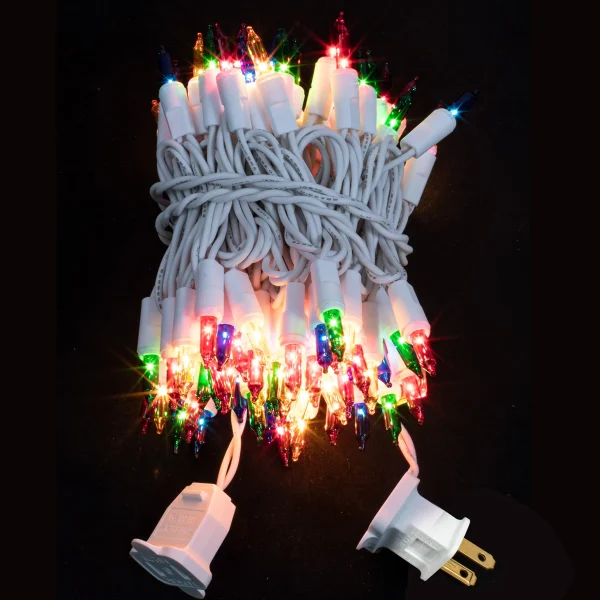 100 Incandescent Multicolor White Wire String Lights 21.3ft