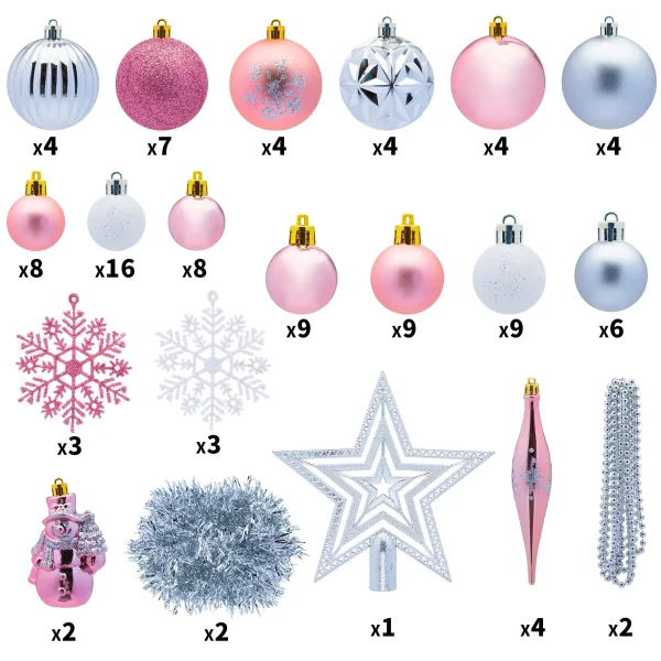 110pcs Rose Gold and White Christmas Ornament Balls