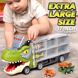 13Pcs Dinosaur Transport Carrier Truck with Mini Dinosaur Car Set