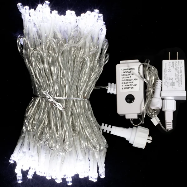 150 LED White Clear Wire String Lights 59.38ft