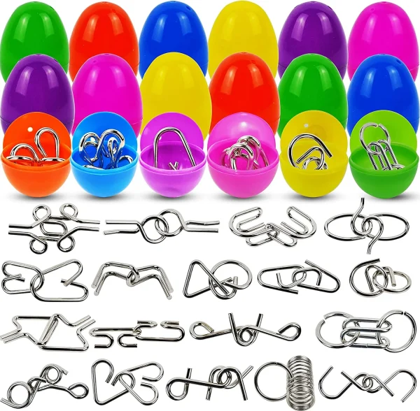 18 Packs Easter Eggs Filled with Metal Brain Teaser Puzzle Set