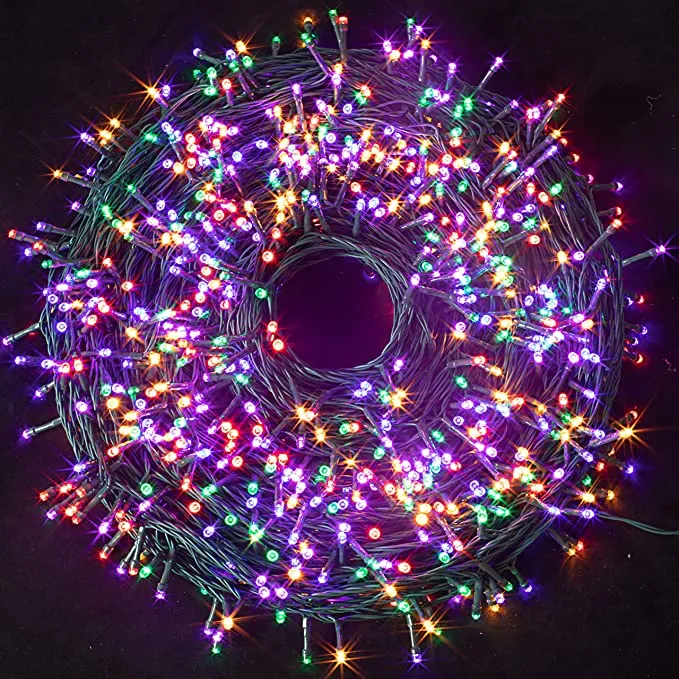 1000 LED Multicolor Green Wire String Lights