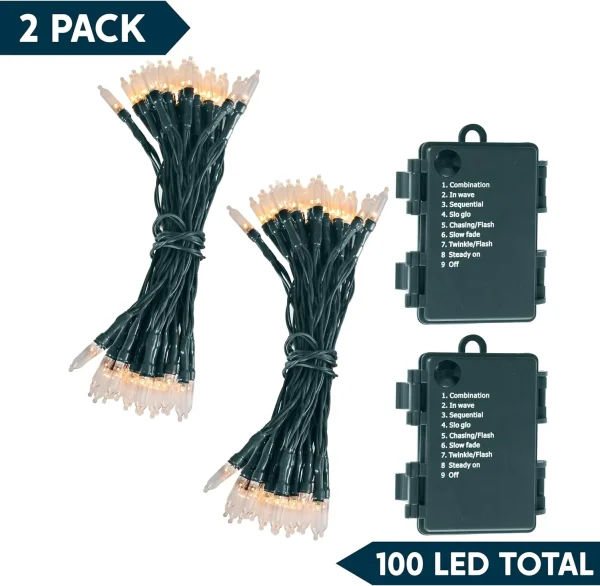 200 LED Clear Led Green Wire String Lights 34ft