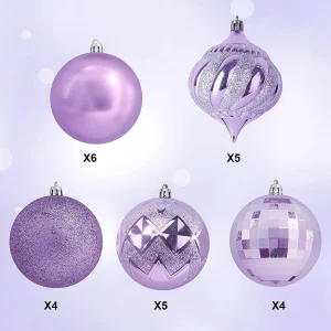 24pcs Lavender Christmas Ball Ornaments 3.15in