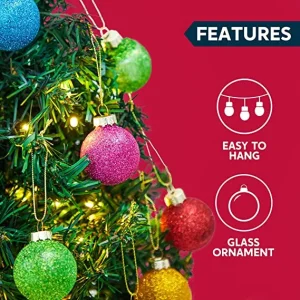 24pcs Mini Christmas Glitter Ball Ornaments
