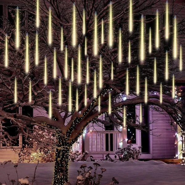 3x 8 tubes (12in) Christmas Meteor Shower Rain Lights, Warm White