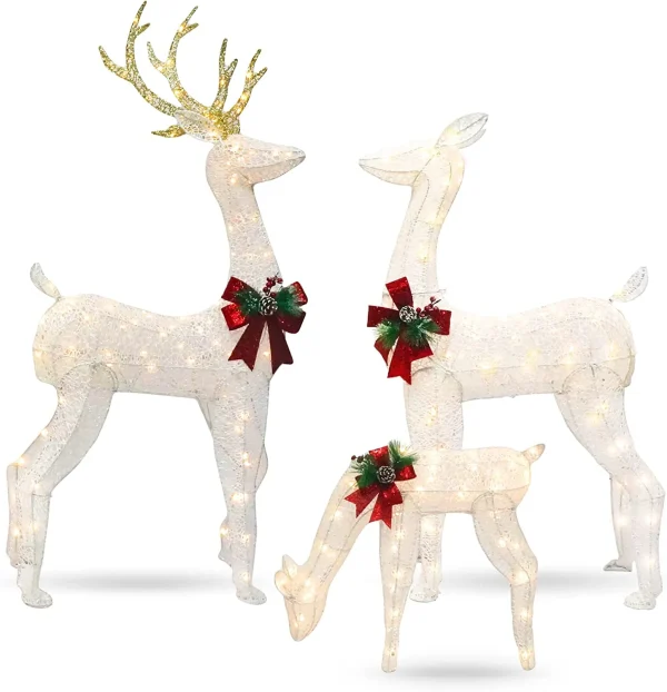 3pcs 3D LED Reindeer Family Christmas Yard Lights