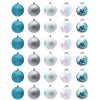 30pcs Blue, White and Silver Christmas Ball Ornaments