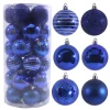 34pcs Blue Christmas Ball Ornaments  2.36in