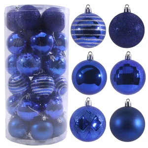 34Pcs Basic Christmas Ball Ornaments 2.36in – Blue