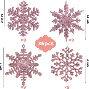 36Pcs Snowflake Ornaments – Pink