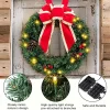 3pcs Cordless Pre Lit Artificial Wreath 20in