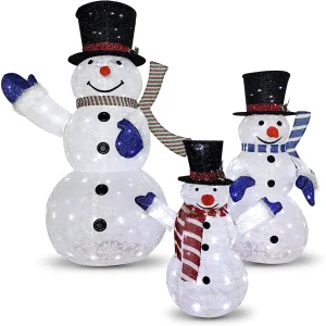 3pcs 3D Snowman Yard Decoration Lighted