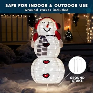 3ft LED Light Up Yard Snowman with Earmuffs