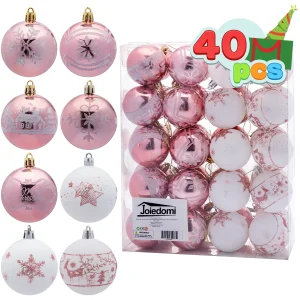 40pcs Rose Gold And White Ornaments 2.36in