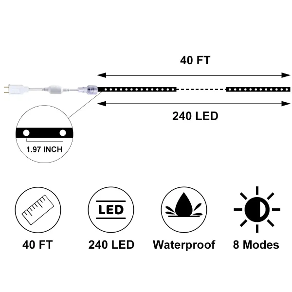 360 LED Candy Cane Rope Light 40ft