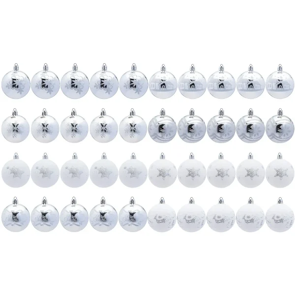 40pcs Christmas Ball Ornaments With Glitter Print  2.36in