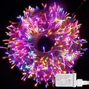 500 LED Warm White Clear Wire String Lights 8 Modes174.2ft