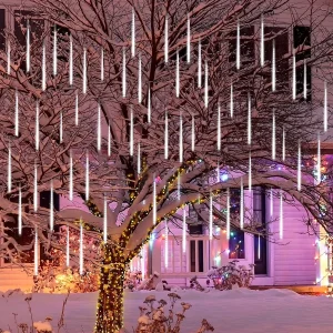 2x 10 Tubes (19.8in) Christmas Meteor Shower Rain Lights, White