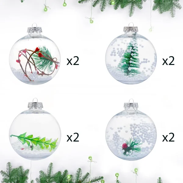 Best 15pcs Christmas Clear Plastic Fillable Ornaments