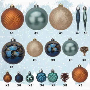 82Pcs Assorted Style Christmas Ornaments – Gold&Blue