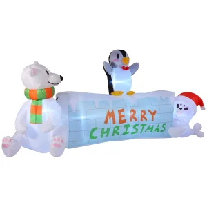8ft LED Ice Bricks Banner Merry Christmas Inflatable