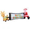 8ft LED Inflatable Reindeer Pulling Banner with Santa