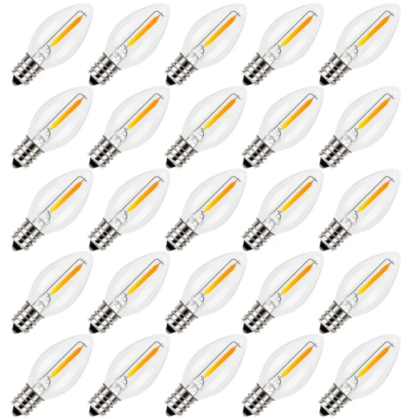 25pcs LED C7 Warm White Christmas Replacement Bulbs