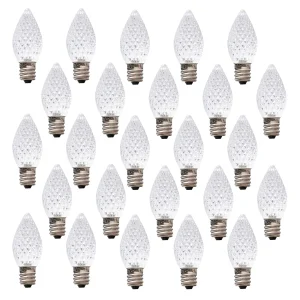 25pcs LED C7 Warm White Faceted Christmas Replacement Bulbs