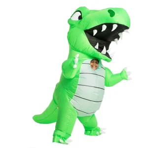 Child Unisex Green Dinosaur Full Body Inflatable Costume-M