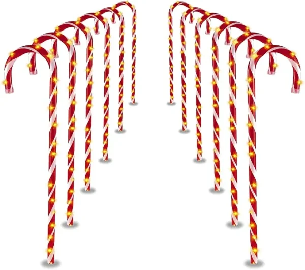 10pcs Candy Cane Christmas Lights Set 28.5in