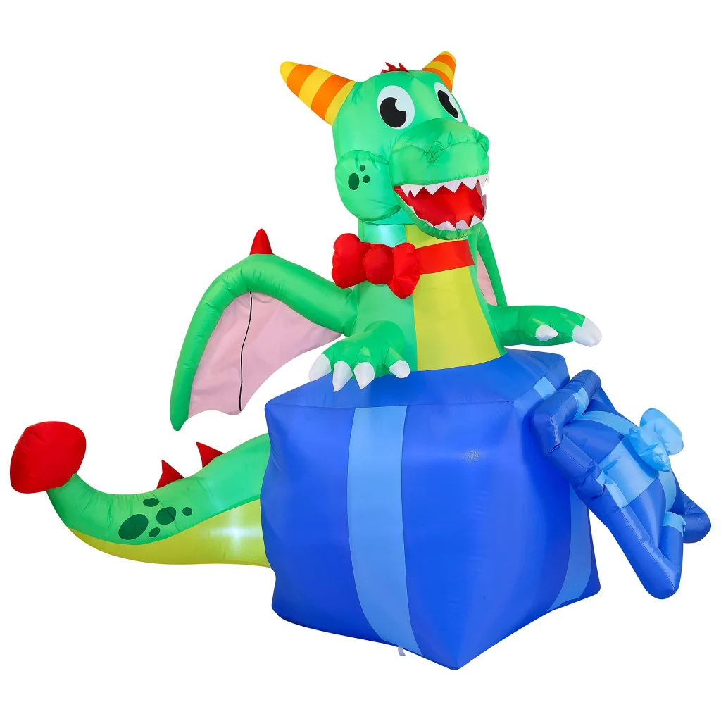 Joyfy 6ft Dragon In A Gift Box Christmas Inflatable